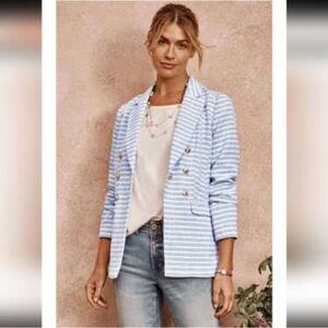 J.Jill Modern Spectator Cotton Blend 5 Button Long Sleeve Faux Pockets Blazer